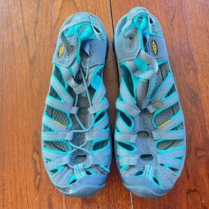 KEEN Whisper Womens Size 9.5 Dark Shadow Aqua Blue/ Gray Athletic Hiking Sandals